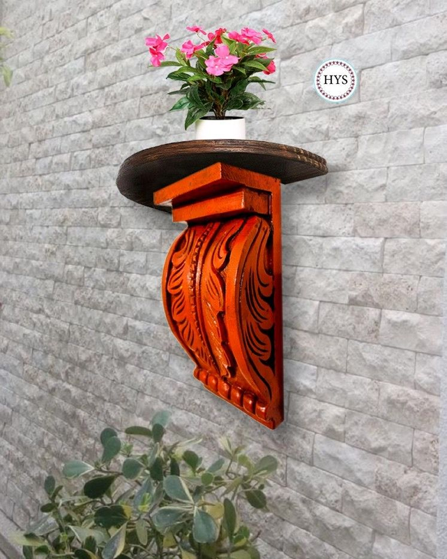 Carved Wooden Wall Brackets With Shelf .handmade