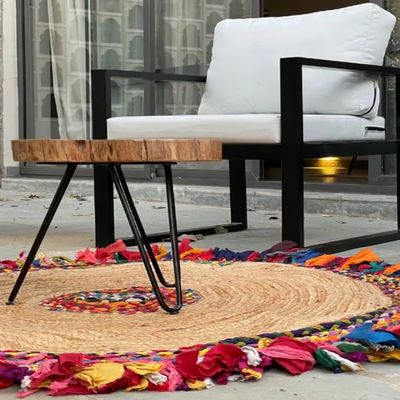 Indian Hand Woven Round Rug  Round Yoga Mat Bohemian Round Rug Round Doormat Turkish Rug