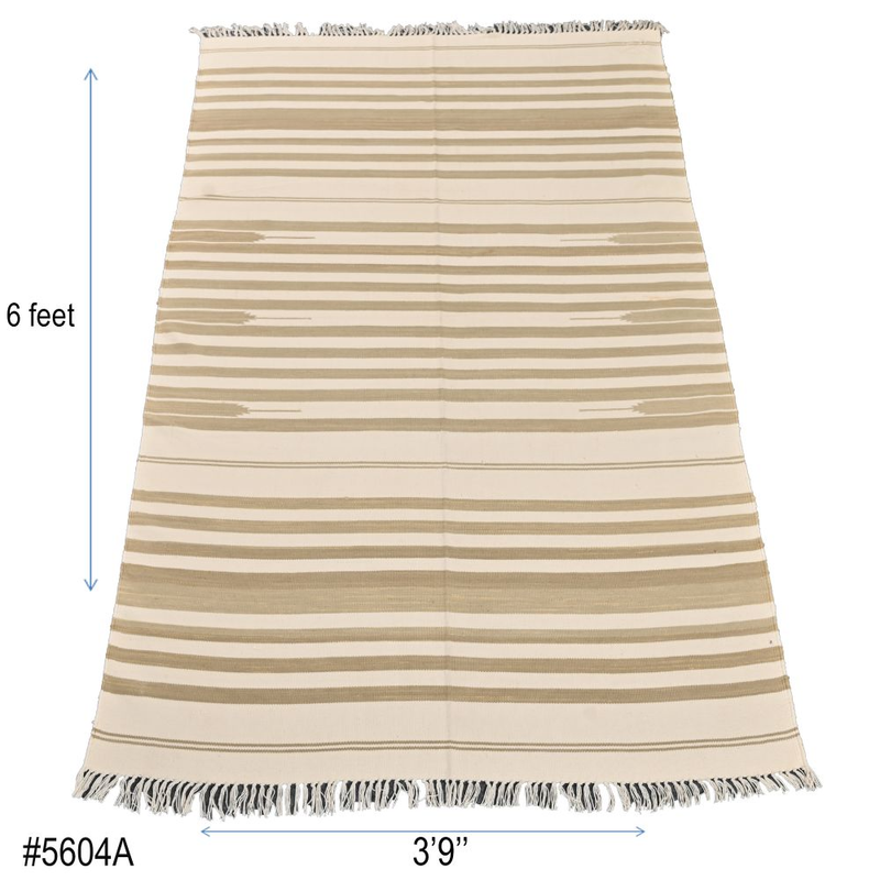 6×3.9ft, Hand Knotted Rugs, Natural Colours, Organic Vegetable Dye, Flat Weave, Hand Woven, Living Room Cotton Rugs, Indian Dhurrie #5604A