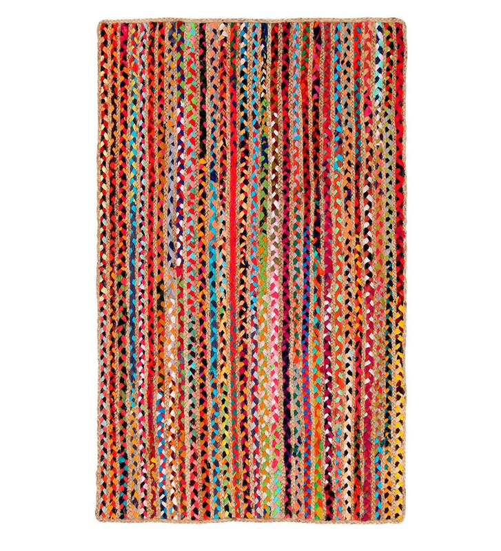 CUKA Home Furnishing Cotton Chindi Braided Area Rug Jute Carpet/Handmade Floor Rug feet Jute and chindi 